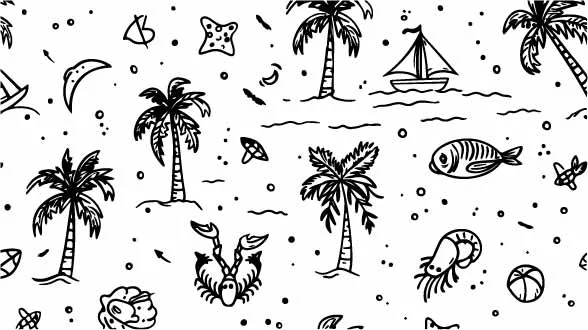 Tropical Island Palm Trees Free Vector Seamless Pattern