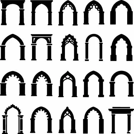 Architectural Arch Portals And Doorway Gate Silhouettes Free Vector