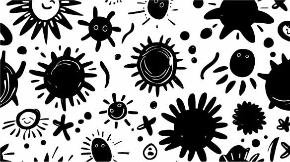 Abstract Sunburst and Spiky Dots Free Vector Pattern
