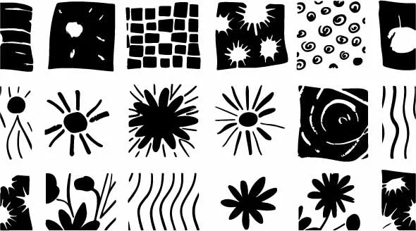 Abstract Linocut Tribal Shapes Free Vector Pattern