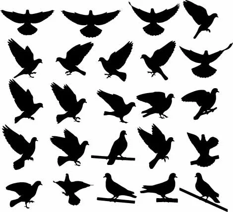Flying Pigeons And Doves Flocking Birds Silhouette Pattern Free Vector
