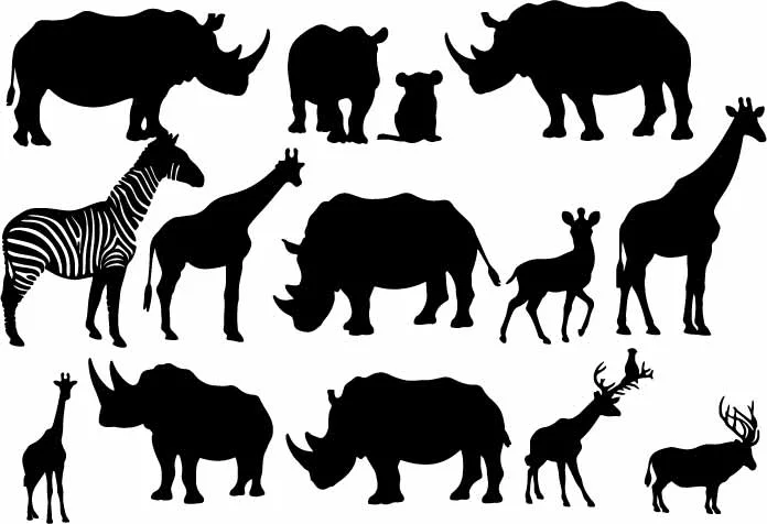 Safari Wildlife Animals Free Vector Silhouette Pack