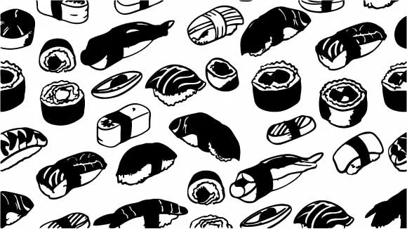 Sushi Nigiri and Asian Food Free Vector Pattern