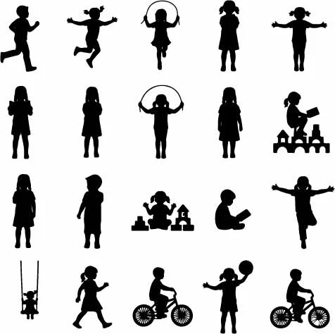 Children Playing Playground Activities Silhouette Collection Free Vector