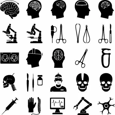 Medical Science Laboratory Equipment And Research Silhouettes Free Vector