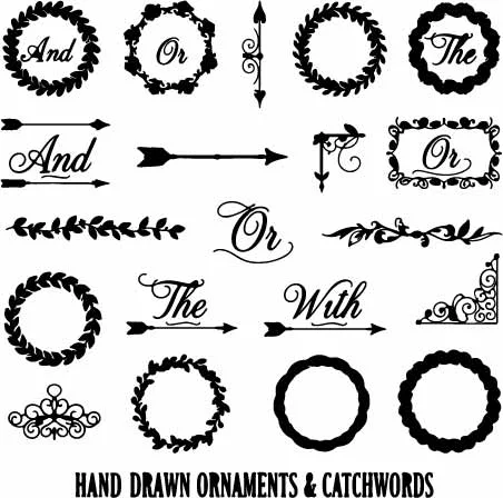 Vintage Hand Drawn Calligraphic Ornaments And Laurels Free Vector