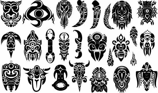 Tribal Ethnic Mask Silhouette Free Vector Art Pack