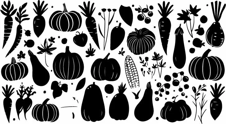 Thanksgiving Autumn Pumpkin And Squash Silhouette Pattern Free Vector
