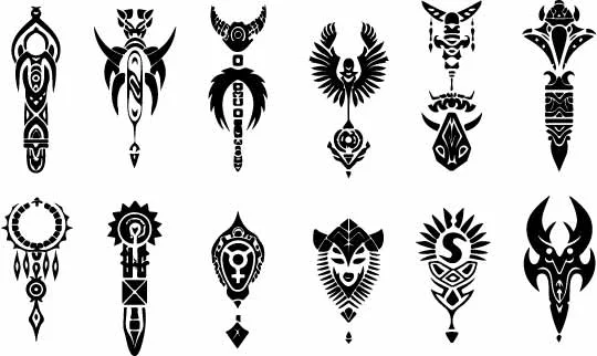 Tribal Mask and Totem Tattoo Free Vector Graphic Pack