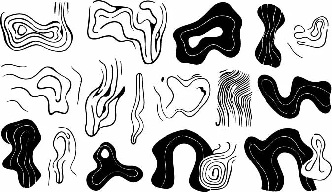 Abstract Organic Liquid Blobs And Wavy Shapes Free Vector