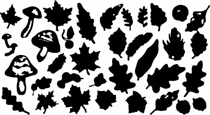 Autumn Tree Leaves Foliage Silhouettes Seamless Pattern Free Vector
