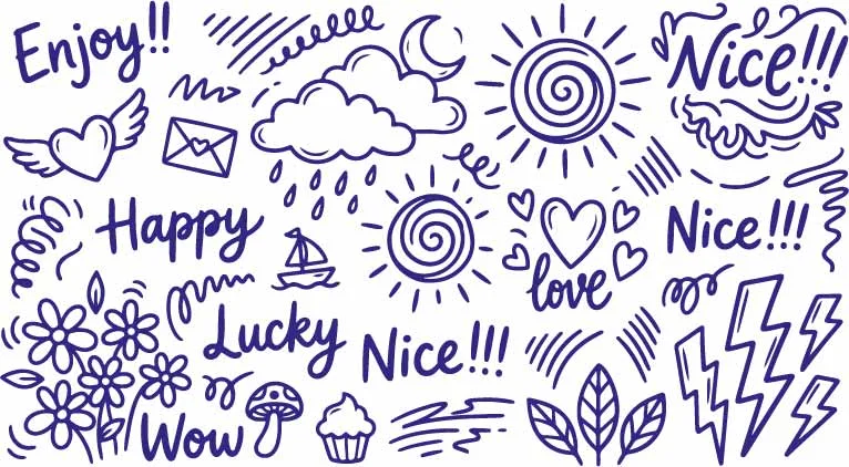 Happy Smiling Sun And Summer Rain Cloud Positive Doodles Free Vector