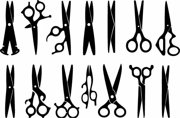 Hair Stylist Scissors And Shears Pattern Line Art Doodles Free Vector