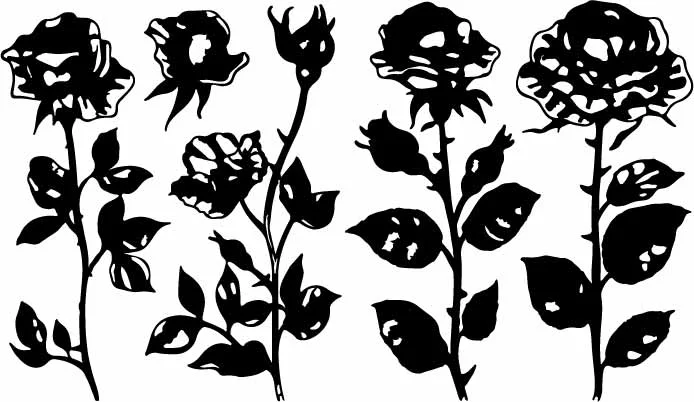 Blooming Rose Flower Stems With Leaves And Thorns Free Vector