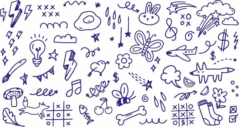 Playful Little Bunny Butterfly And Sweet Candy Fun Doodles Free Vector