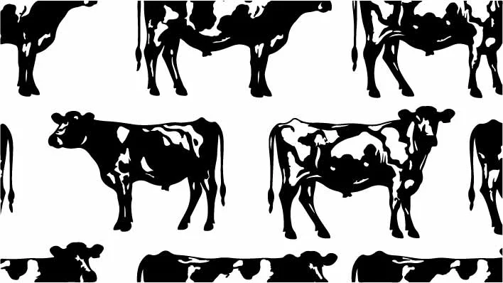 Black And White Spotted Dairy Cow Silhouettes Pattern Free Vector