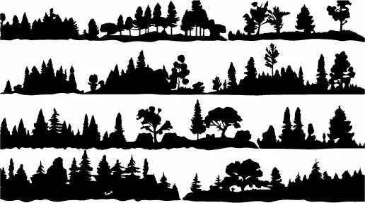 Forest Landscape Tree Silhouette Horizontal Borders Free Vector
