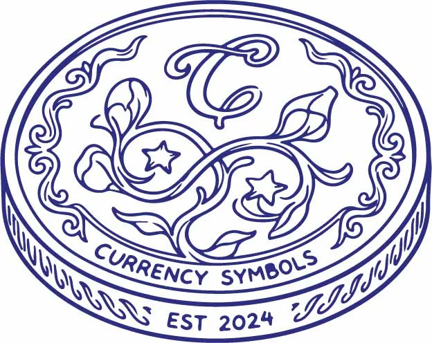 Ornate Currency Symbol Medallion Seal Emblem Line Art Free Vector