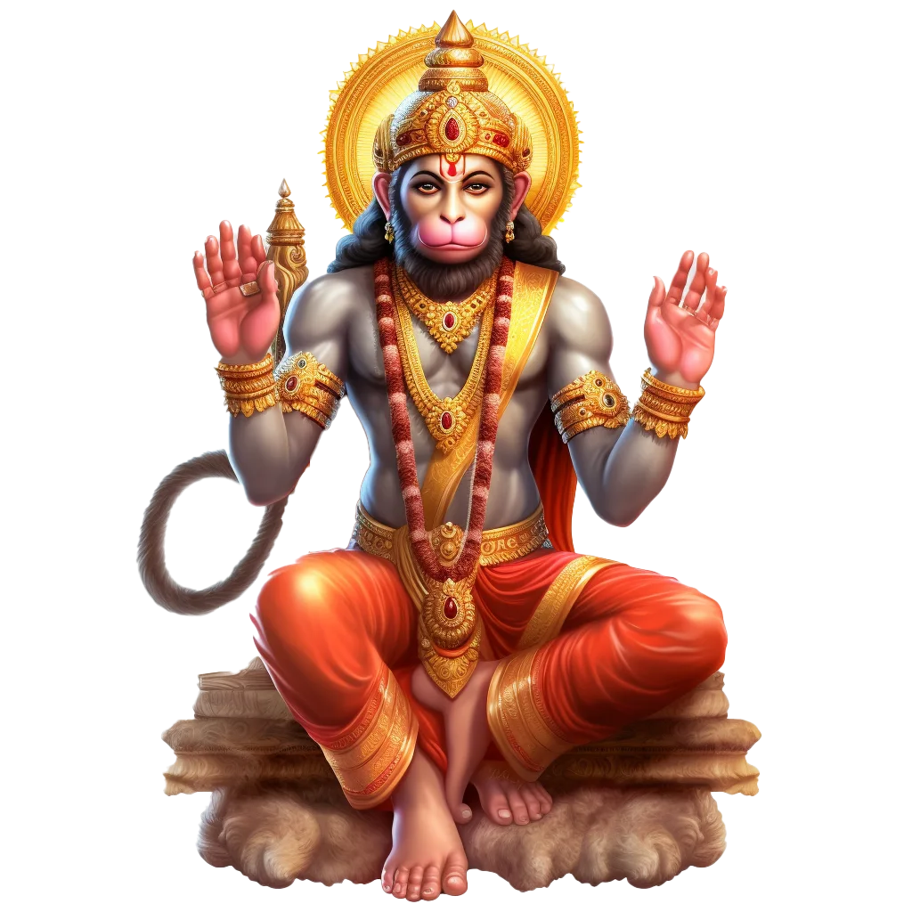 Lord Hanuman Sitting Meditating Idol Free PNG