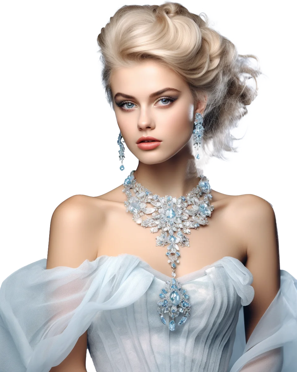 Glamorous Blonde in Statement Crystal Choker Free PNG
