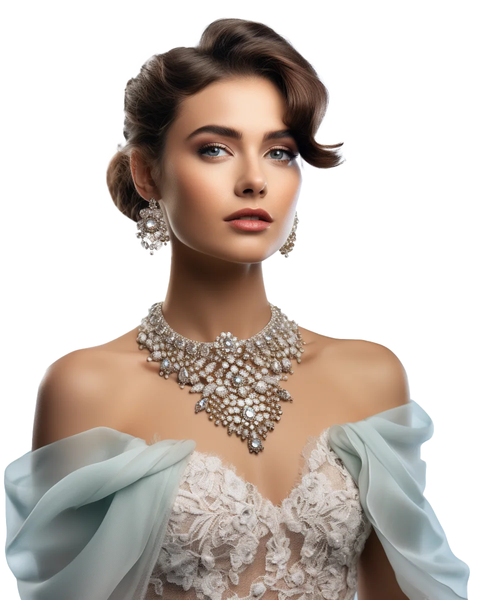 Glamorous Woman in Crystal Statement Choker Free PNG