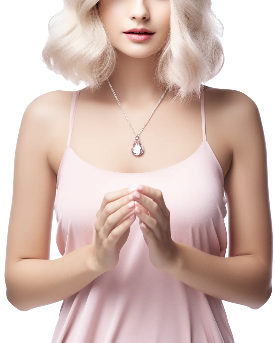 Blonde Woman Delicate Pendant Necklace Free PNG