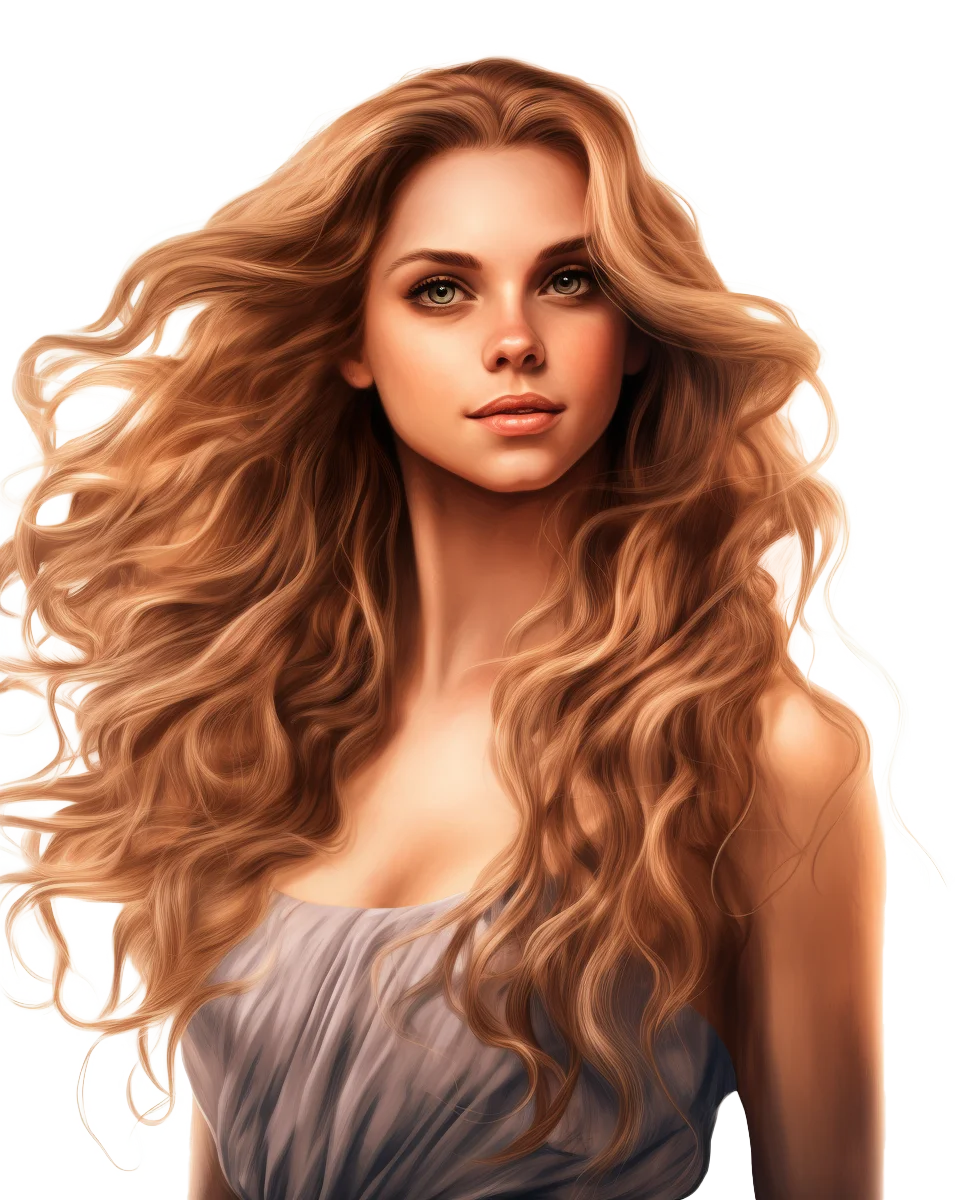 Long Wavy Brown Hair Fashion Model Free PNG