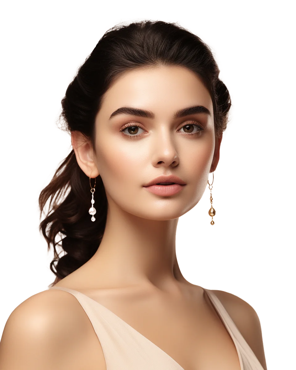 Beautiful Woman with Long Dark Ponytail Free PNG