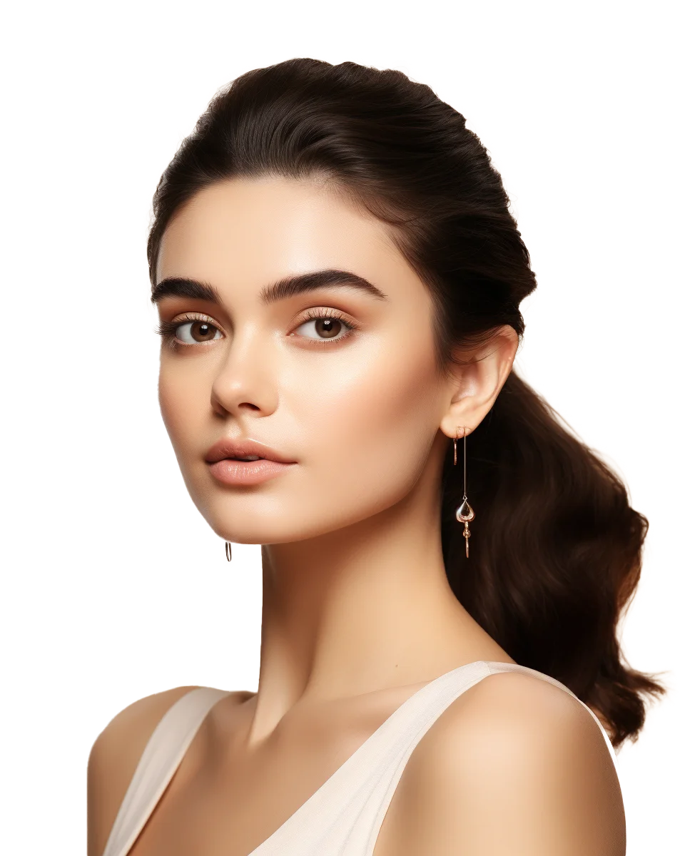 Young Brunette Woman Low Ponytail Free PNG