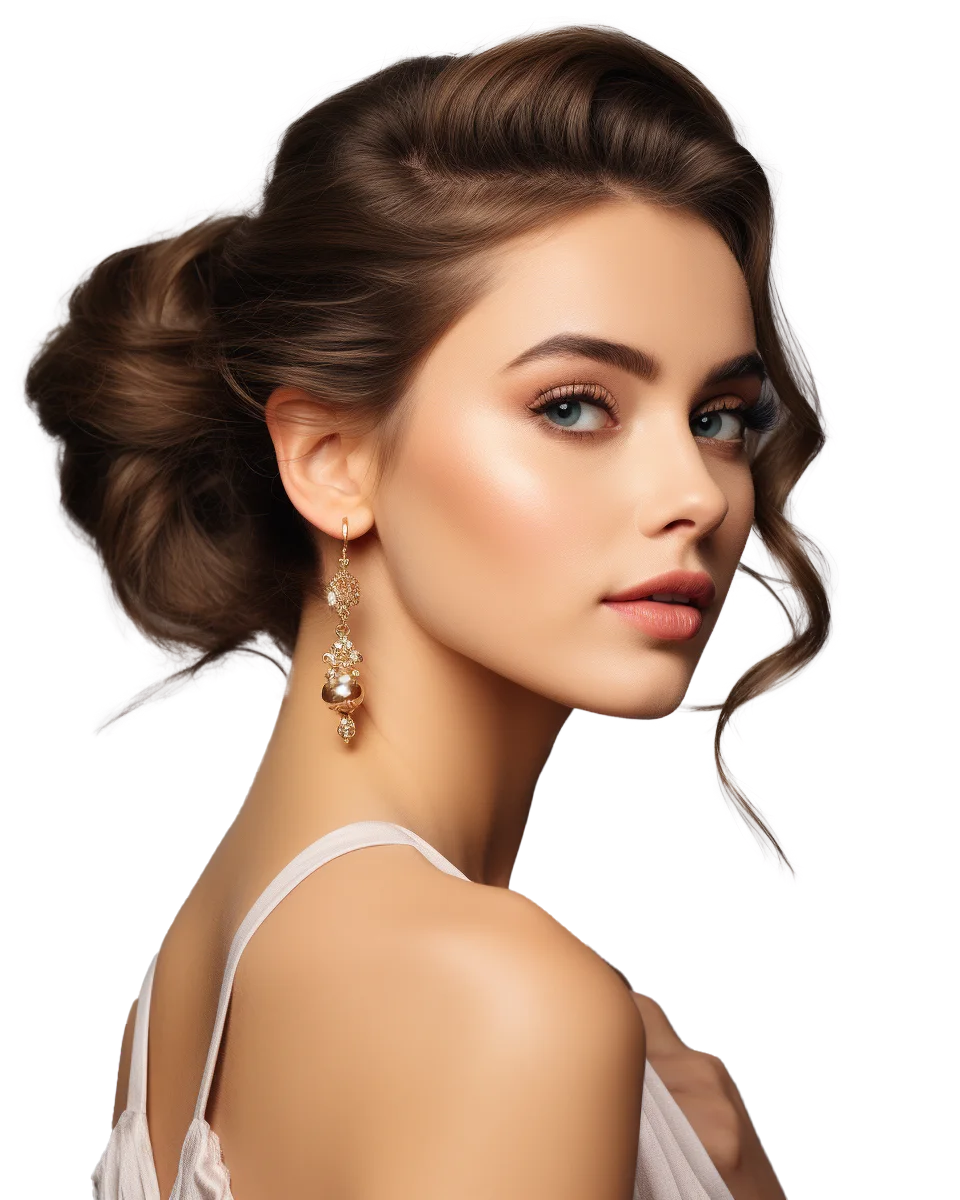 Elegant Woman with Hair Bun Cutout Free PNG