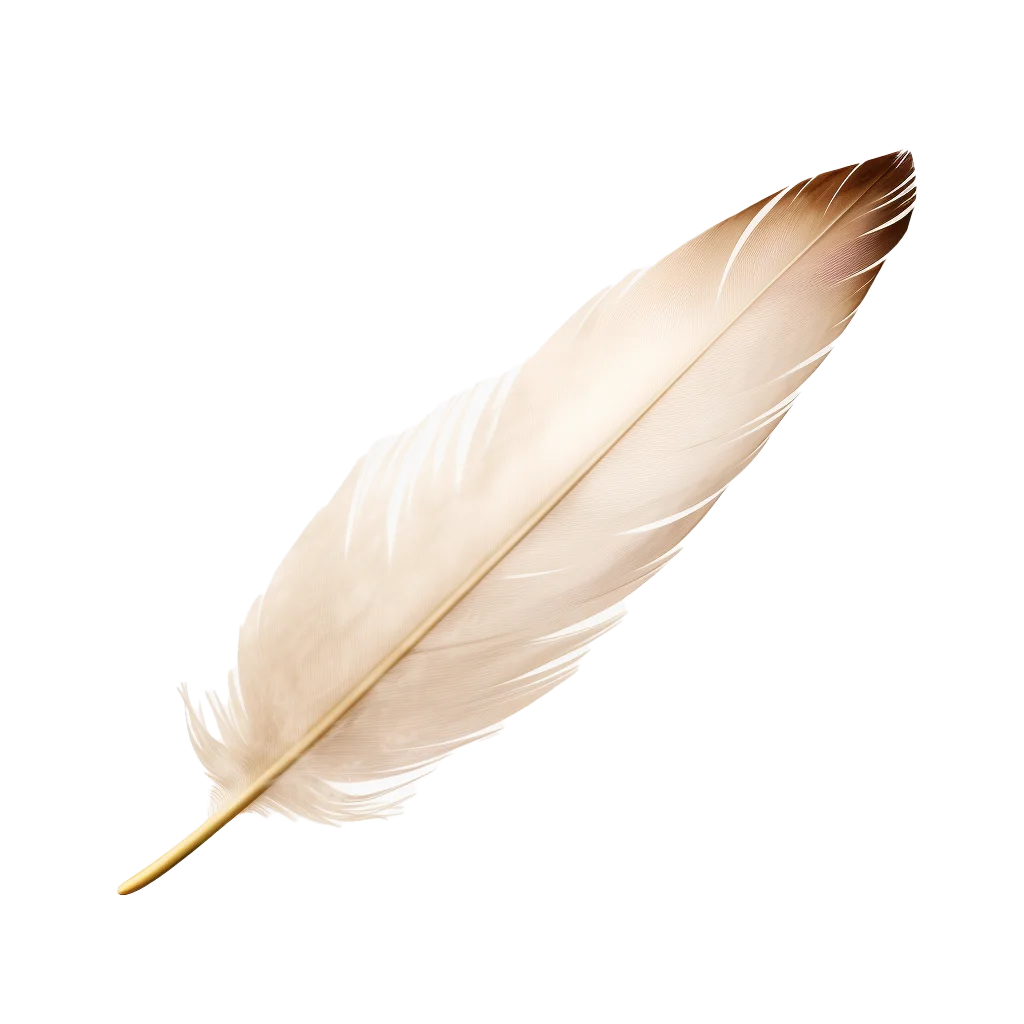 Delicate Beige Quill Bird Feather Angled Free PNG