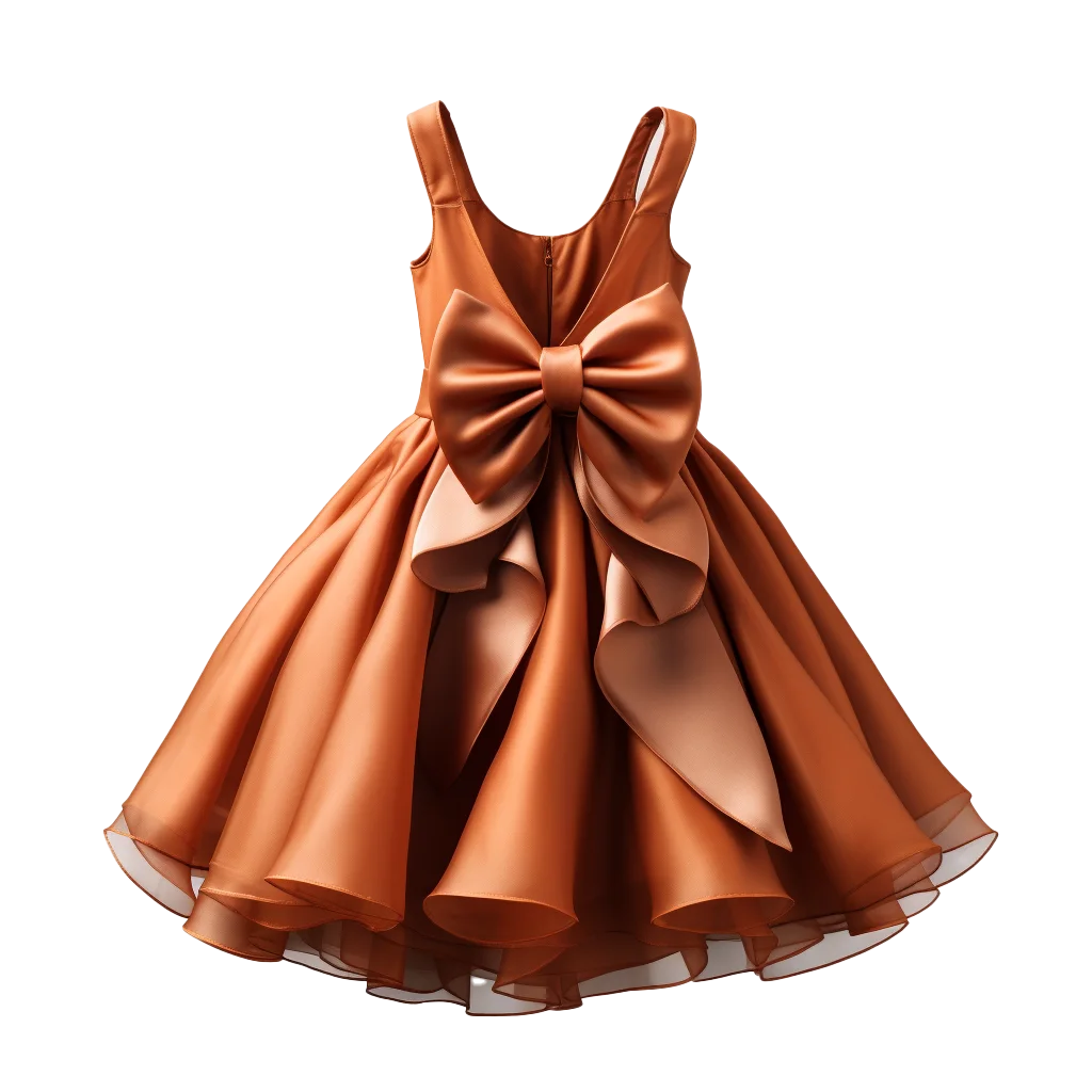Bronze Satin Holiday Party Dress For Girls Free PNG