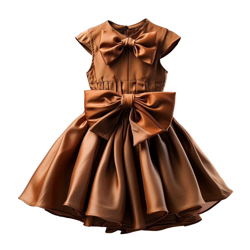 Bronze Satin Ruffled Party Dress For Girls Cutout Free PNG