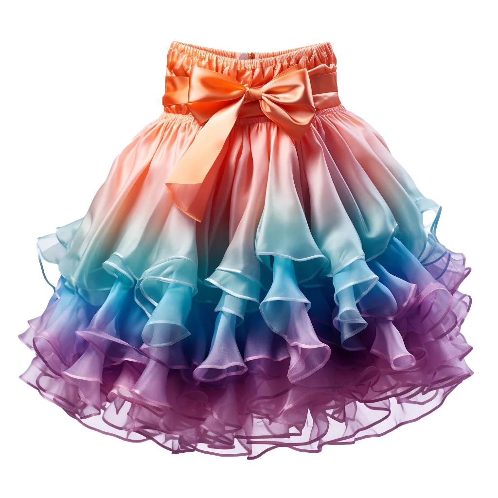Pastel Rainbow Tiered Ruffled Tutu Party Skirt Free PNG