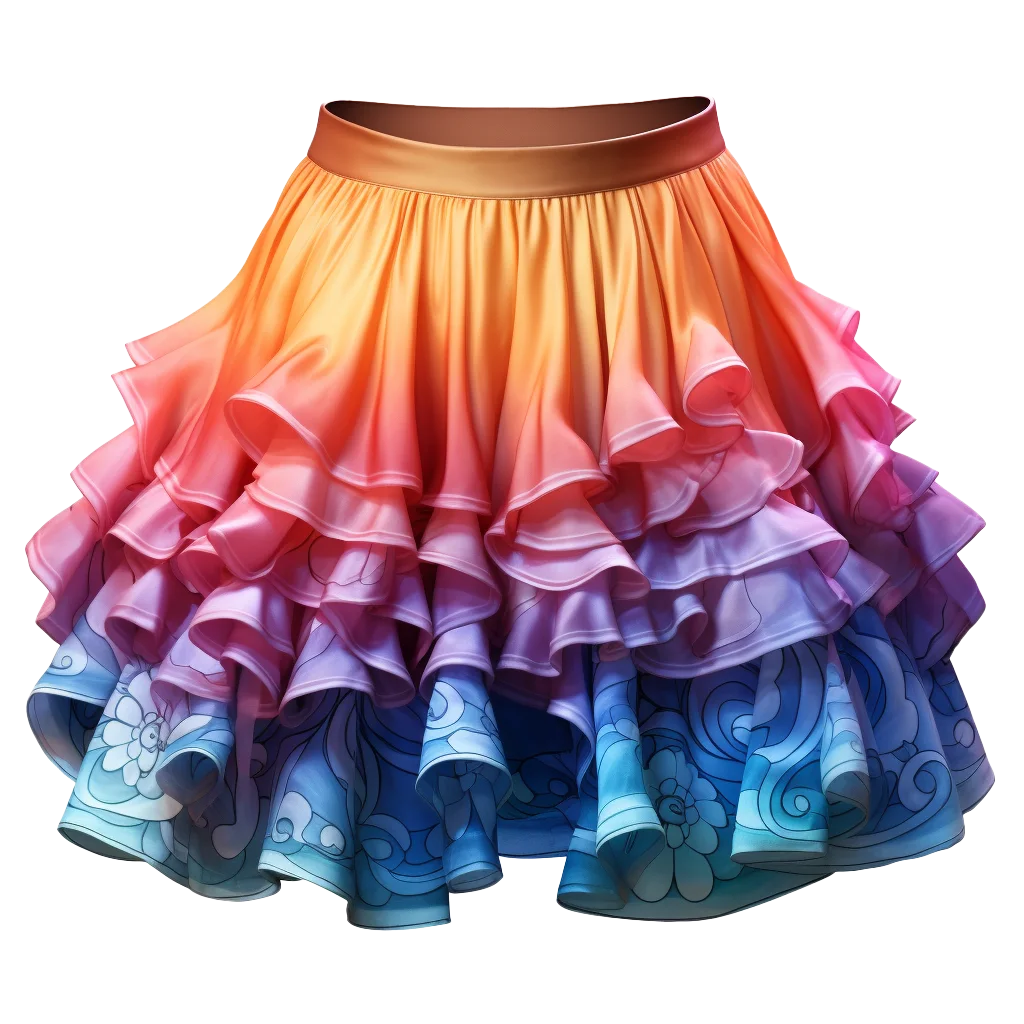 Vibrant Rainbow Ruffled Tutu Skirt For Girls Free PNG