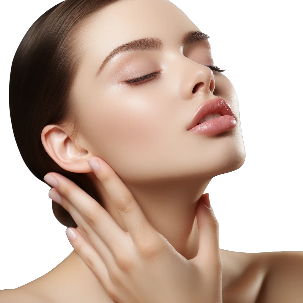 Beauty Portrait Woman Touching Neck Bare Shoulders Free PNG