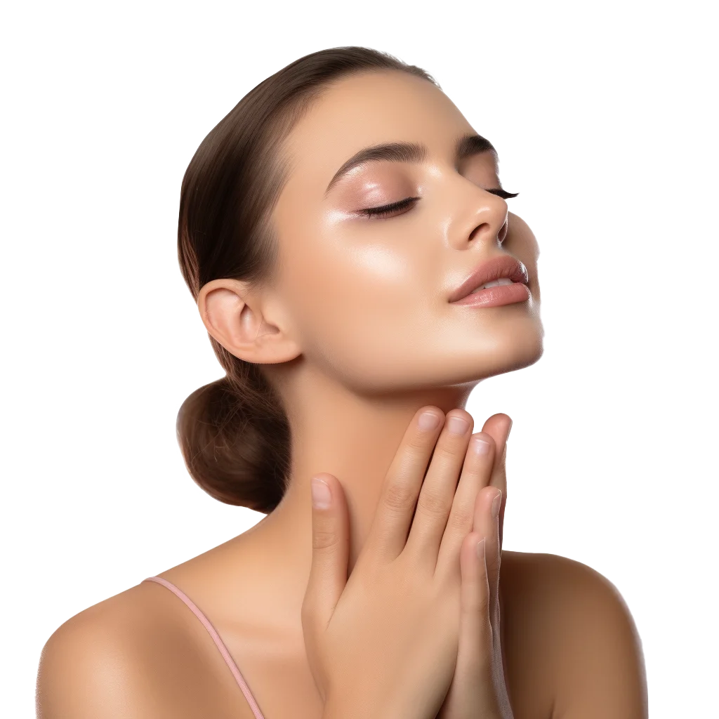 Beauty Model Touching Neck Skincare Portrait Free PNG