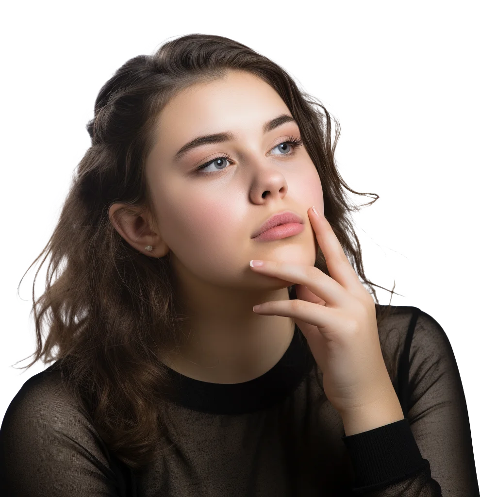 Contemplative Young Brunette Woman Thinking Cutout Free PNG
