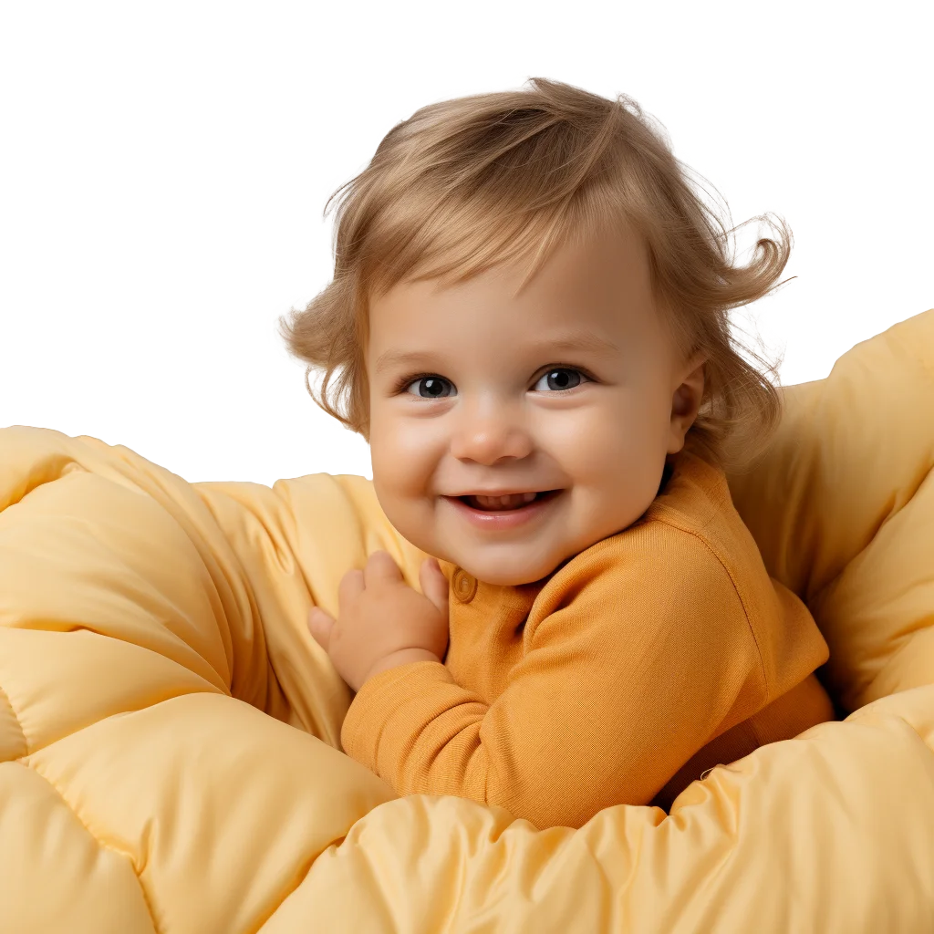 Happy Baby Boy Sitting In Yellow Cozy Blanket Free PNG