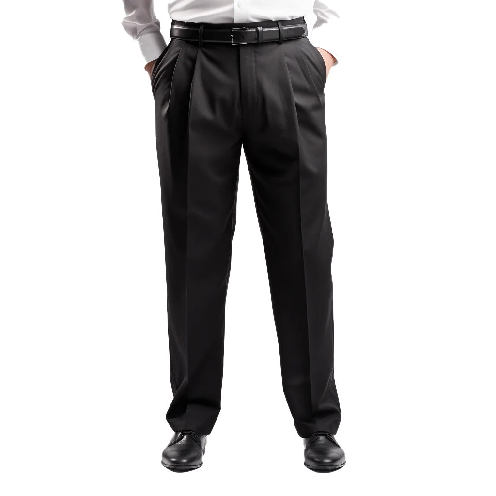Men Black Pleated Dress Trousers Free PNG