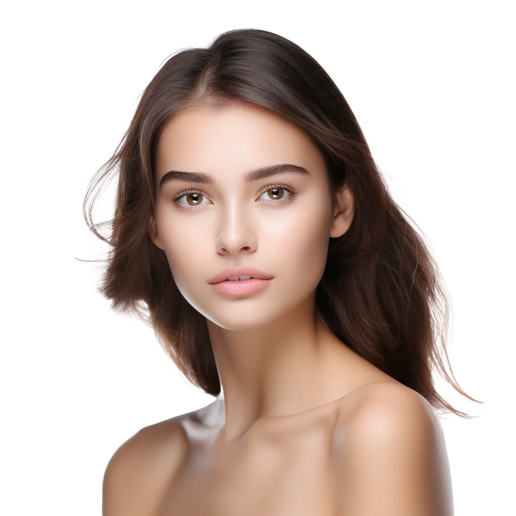 Beauty Headshot Of Radiant Brunette Female Model Free PNG