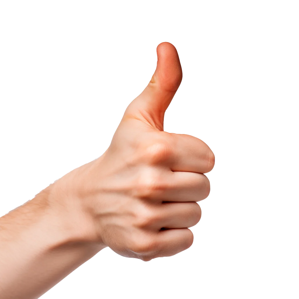 Strong Thumbs Up Hand Sign Agreement Gesture Free PNG
