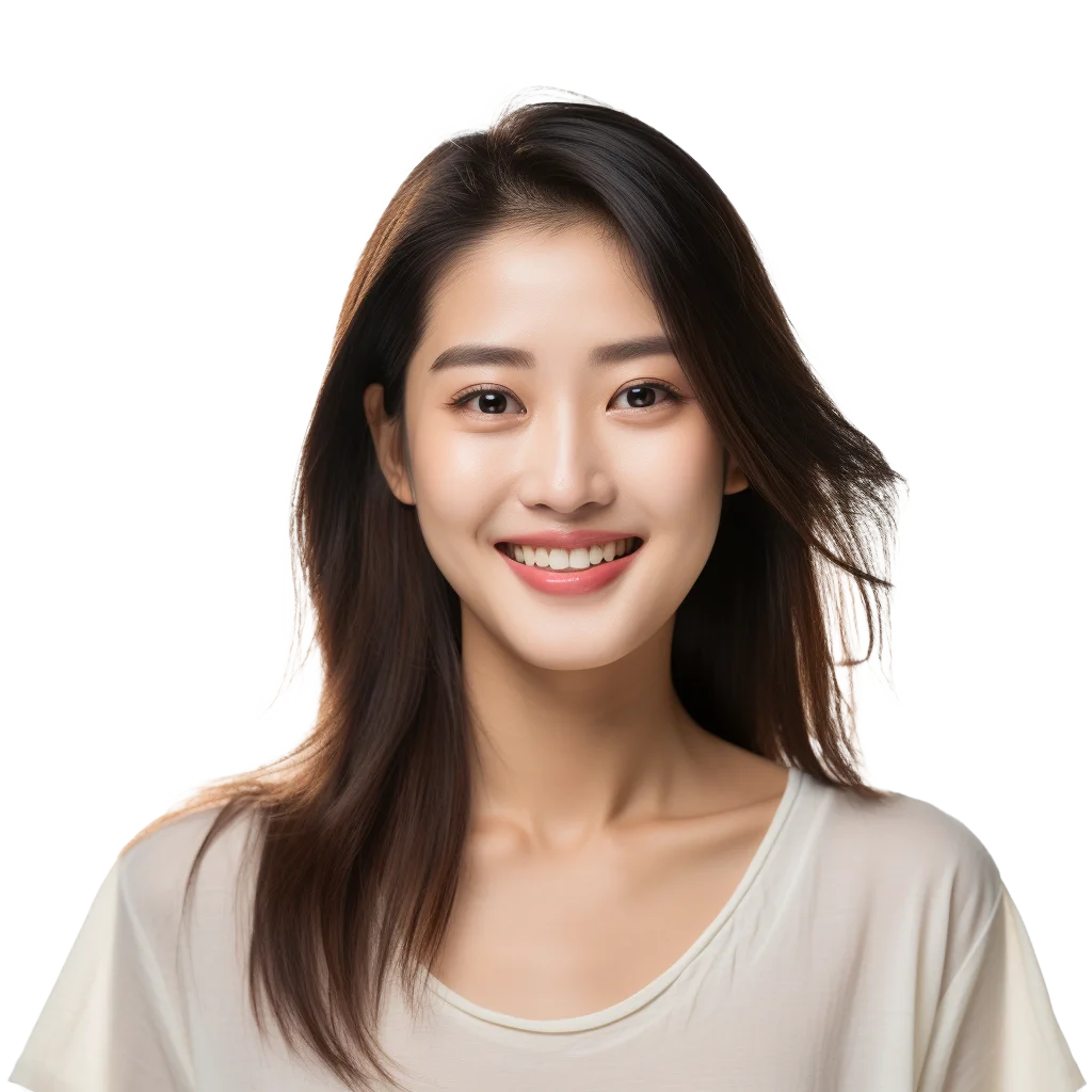 Young Asian Woman Gentle Smile Beauty Headshot Free PNG