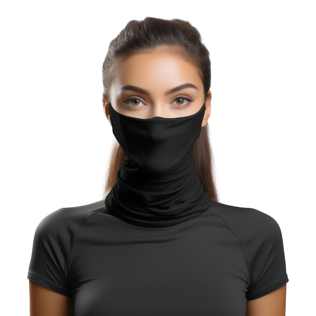 Brunette Woman in Black Neck Gaiter Free PNG