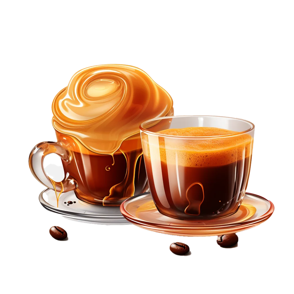 Hot Caramel Espresso Drinks With Whipped Cream Cups Free PNG