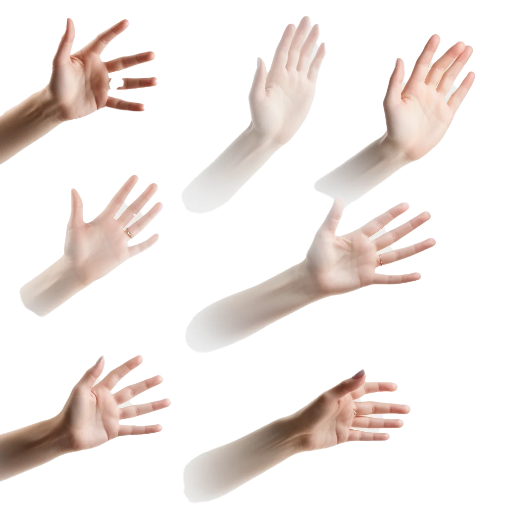 Multiple Female Hands Open Palms Reaching Gestures Free PNG