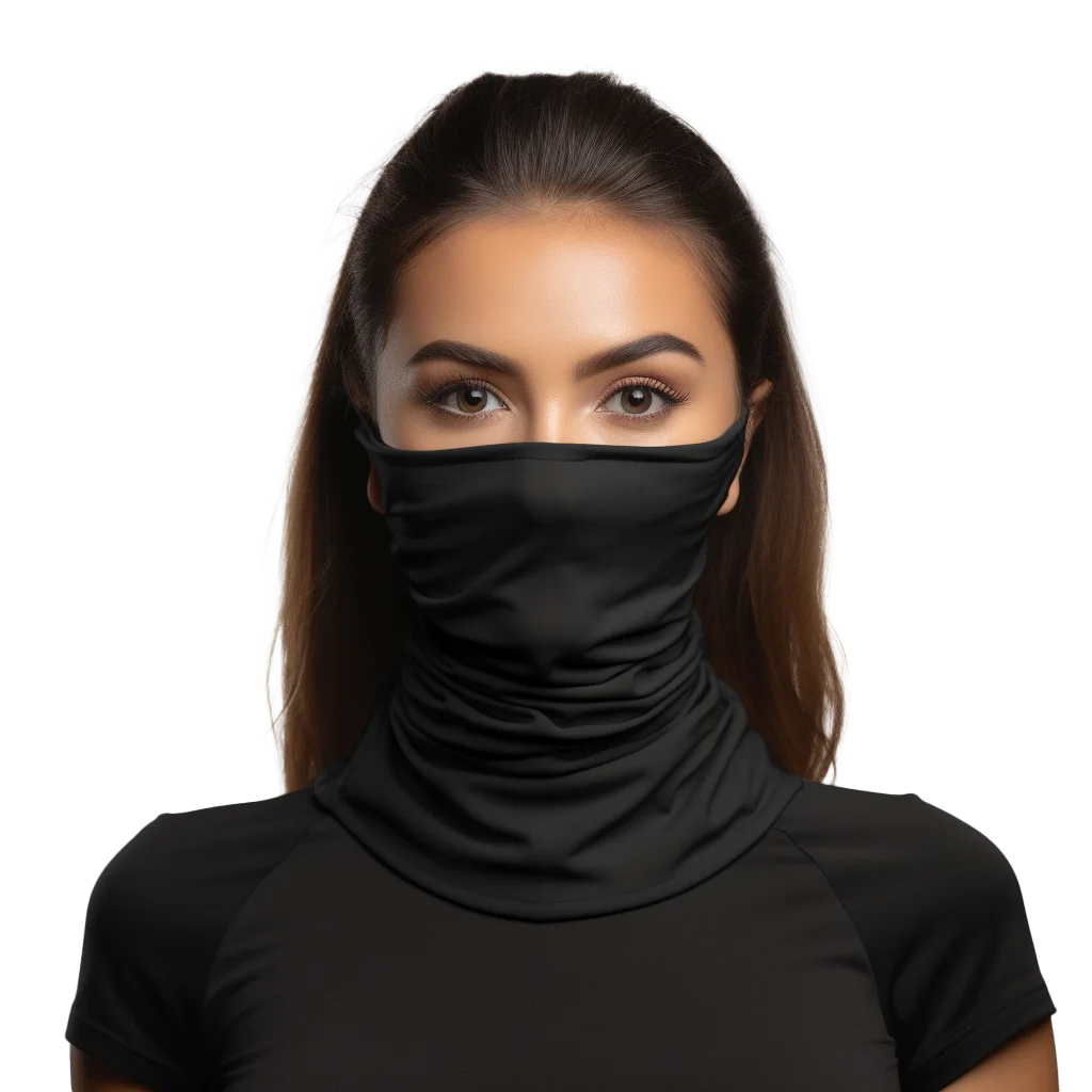 Woman in Black Face Gaiter Scarf Free PNG