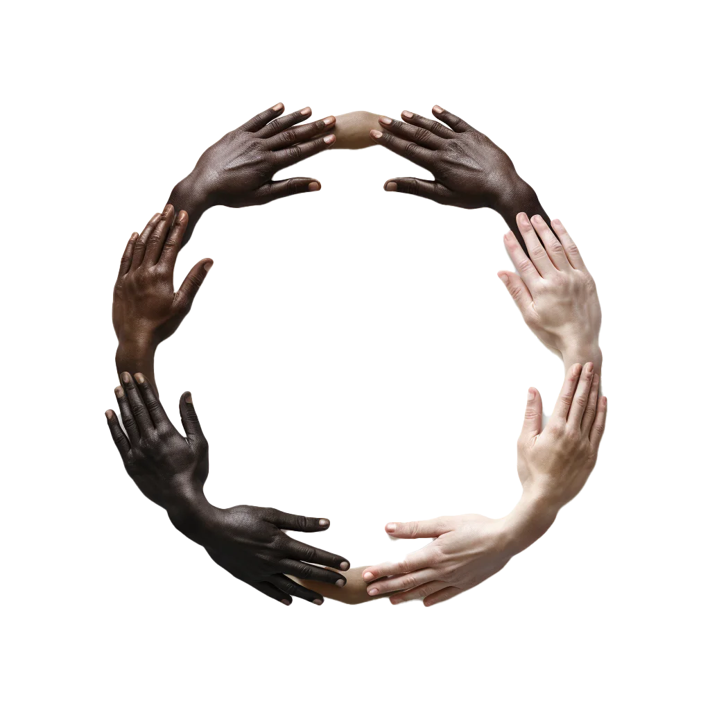 Multiethnic Hands In Round Unity Ring Silhouette Cutout Free PNG