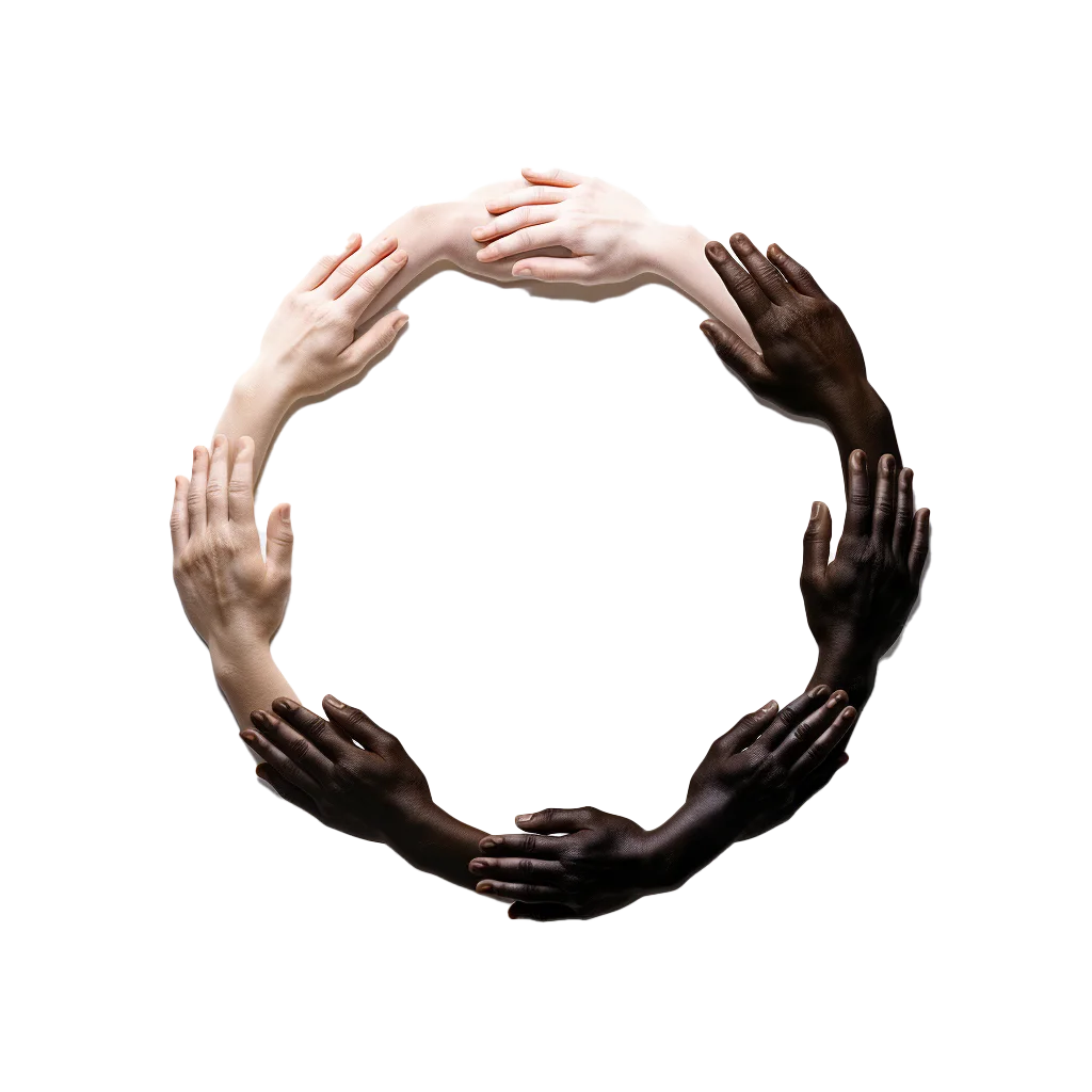 Diverse Hands Forming Circular Frame Partnership Free PNG