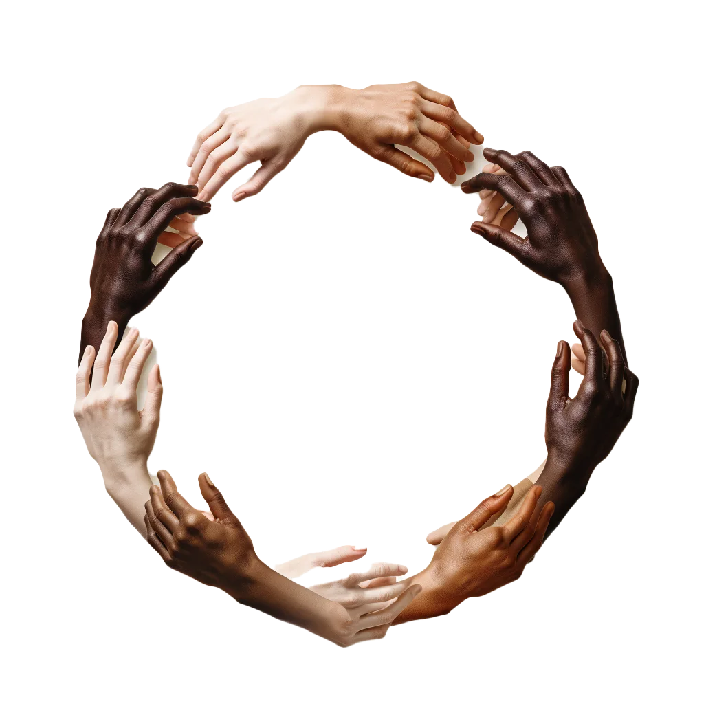 Circle Of Diverse Hands Holding Wrists Together Free PNG